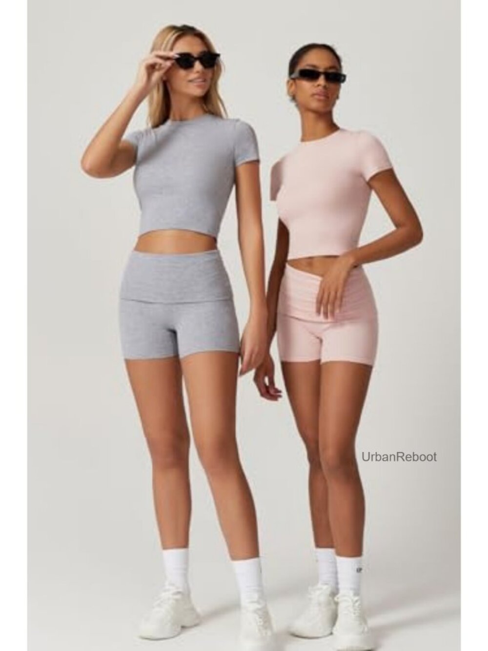 QINSEN 2-Piece Lounge Set - Crop Top & Foldover Shorts - Picture 5 of 6
